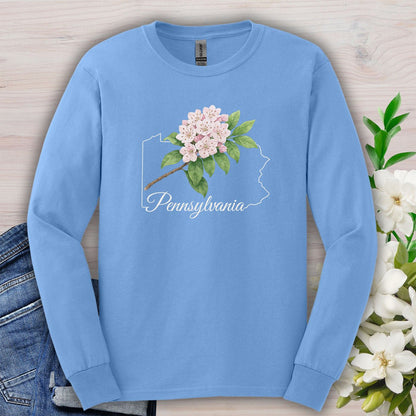 Pennsylvania State Flower Long Sleeve Tee - Mountain Laurel