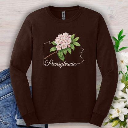 Pennsylvania State Flower Long Sleeve Tee - Mountain Laurel