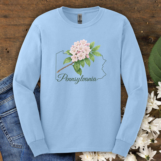 Pennsylvania State Flower Long Sleeve Tee - Mountain Laurel