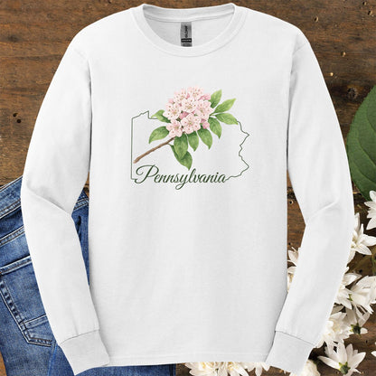 Pennsylvania State Flower Long Sleeve Tee - Mountain Laurel