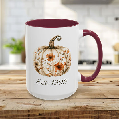 Personalizable Autumn Floral Pumpkin Mug (11/15oz)
