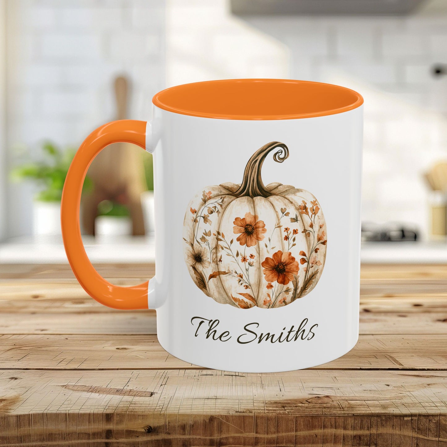 Personalizable Autumn Floral Pumpkin Mug (11/15oz)