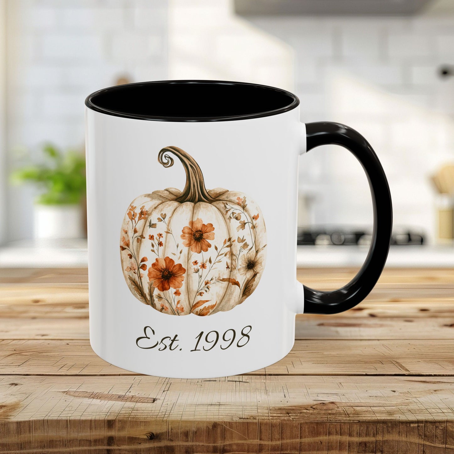 Personalizable Autumn Floral Pumpkin Mug (11/15oz)