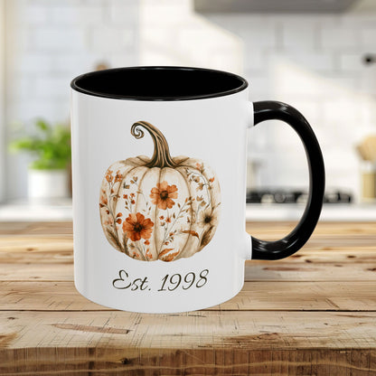 Personalizable Autumn Floral Pumpkin Mug (11/15oz)