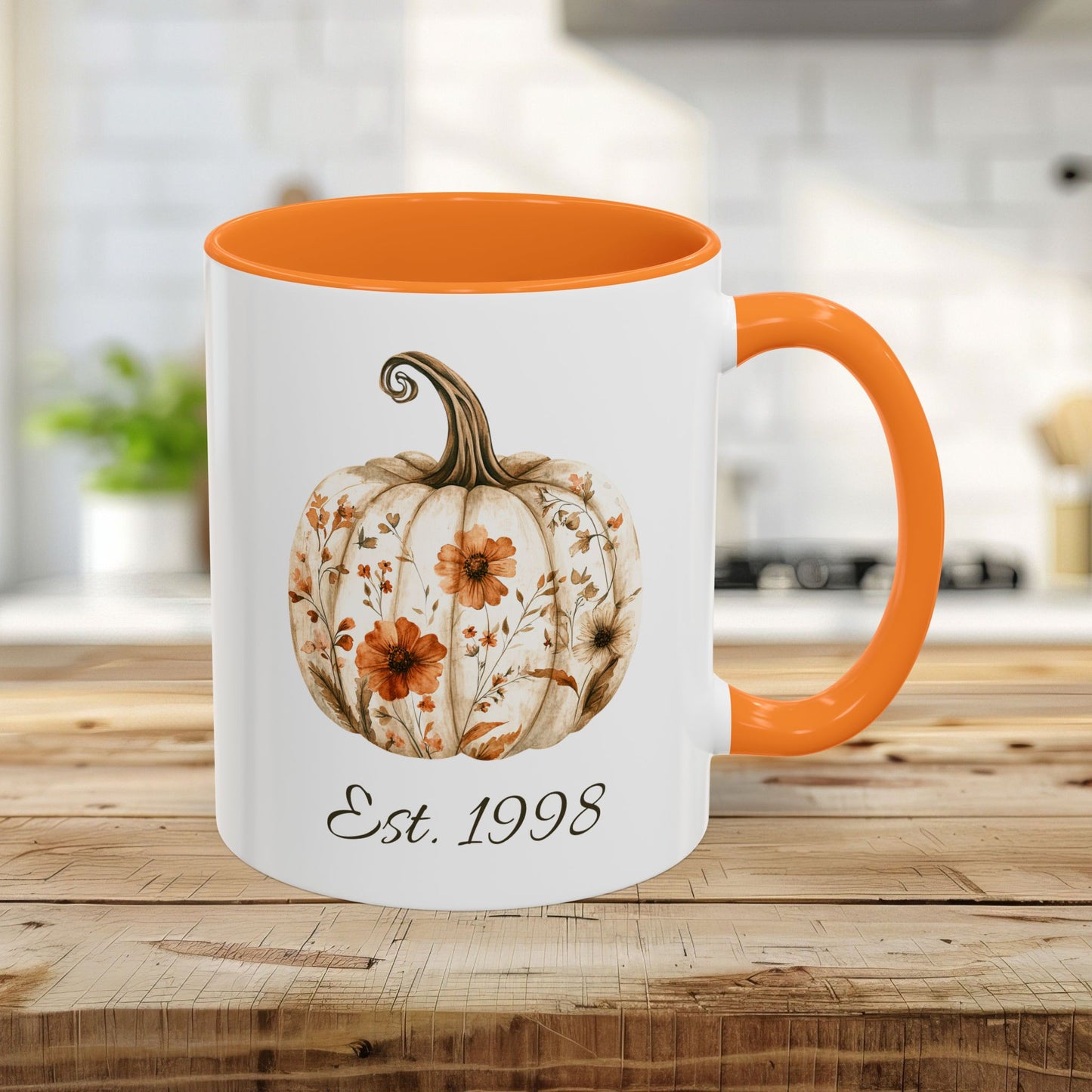 Personalizable Autumn Floral Pumpkin Mug (11/15oz)