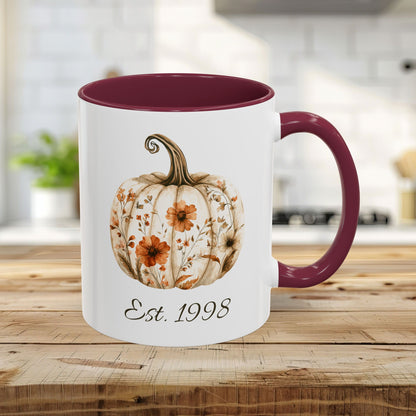 Personalizable Autumn Floral Pumpkin Mug (11/15oz)