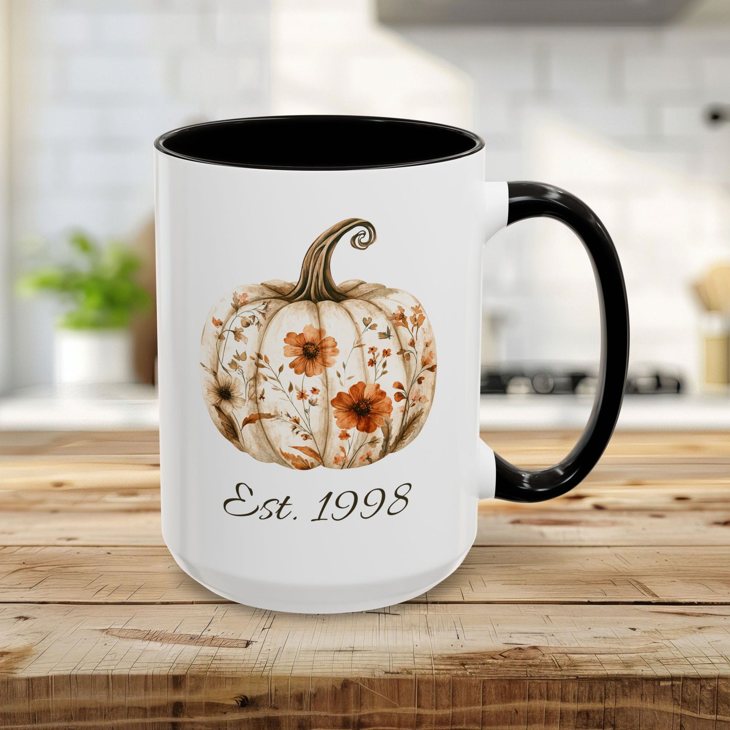 Personalizable Autumn Floral Pumpkin Mug (11/15oz)