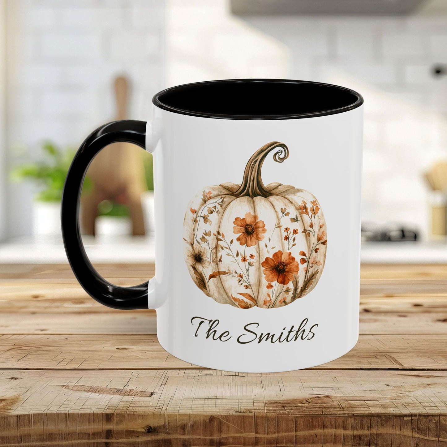 Personalizable Autumn Floral Pumpkin Mug (11/15oz)