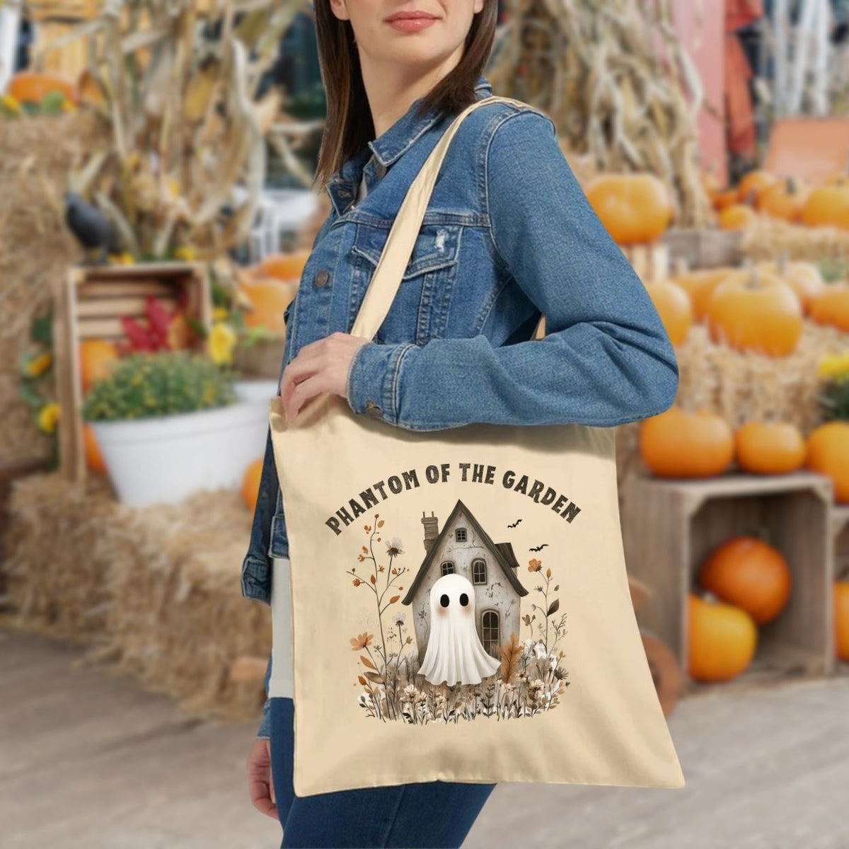 Phantom of the Garden Cute Ghost Tote Bag
