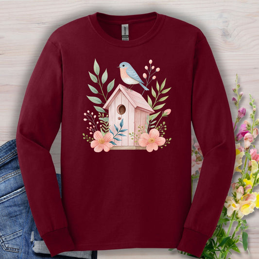 Pink Birdhouse in Bloom Long Sleeve Tee