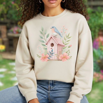 Pink Birdhouse in Bloom Sweatshirt