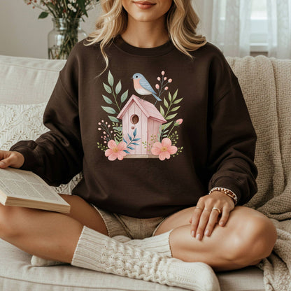 Pink Birdhouse in Bloom Sweatshirt