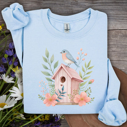 Pink Birdhouse in Bloom Sweatshirt
