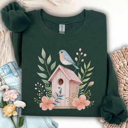 Pink Birdhouse in Bloom Sweatshirt