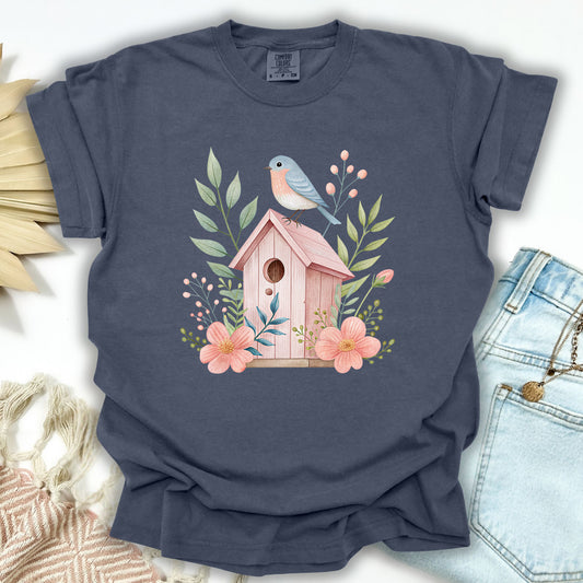 Pink Birdhouse in Bloom T-Shirt