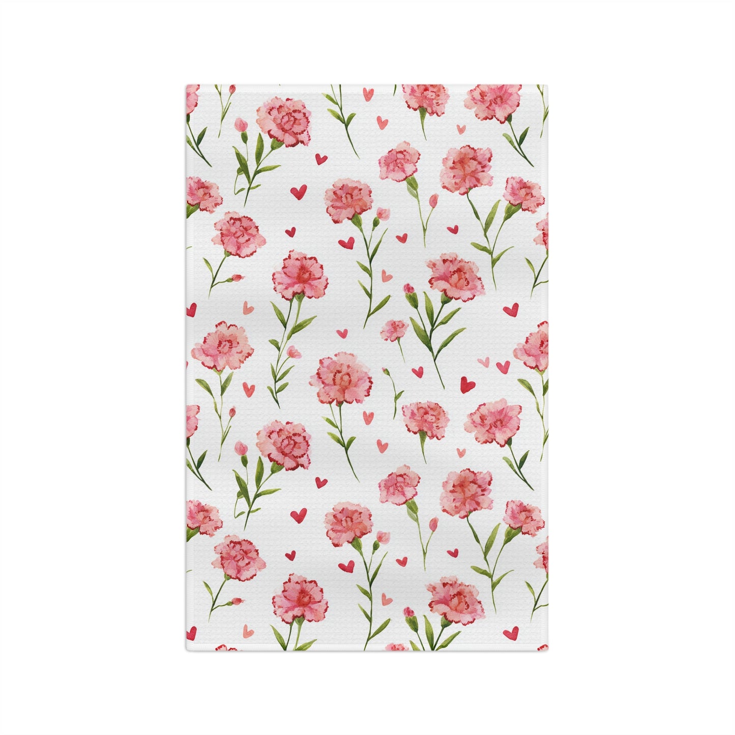 Pink Carnation Floral Microfiber Tea Towel