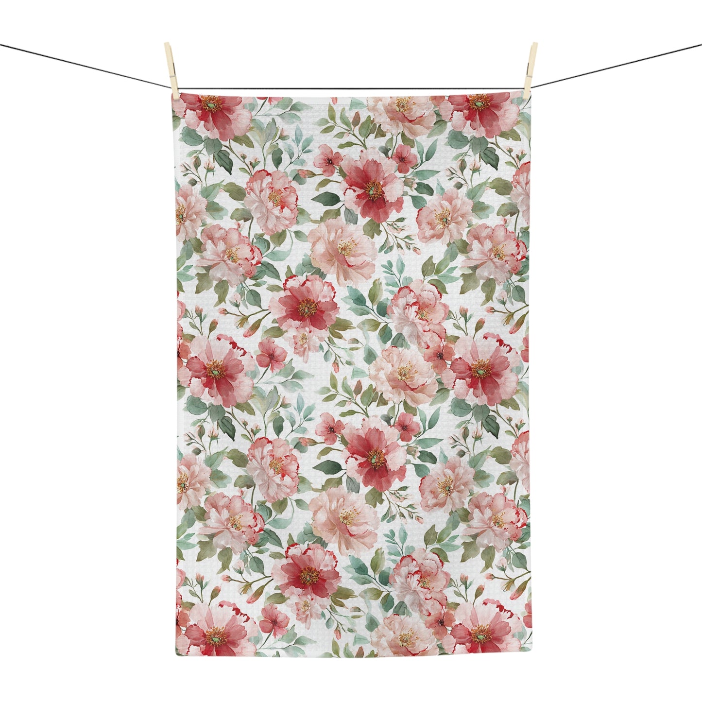 Pink Peony Floral Microfiber Tea Towel