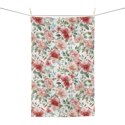 Pink Peony Floral Microfiber Tea Towel