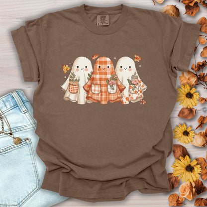Plaid & Floral Halloween Ghosts T-Shirt
