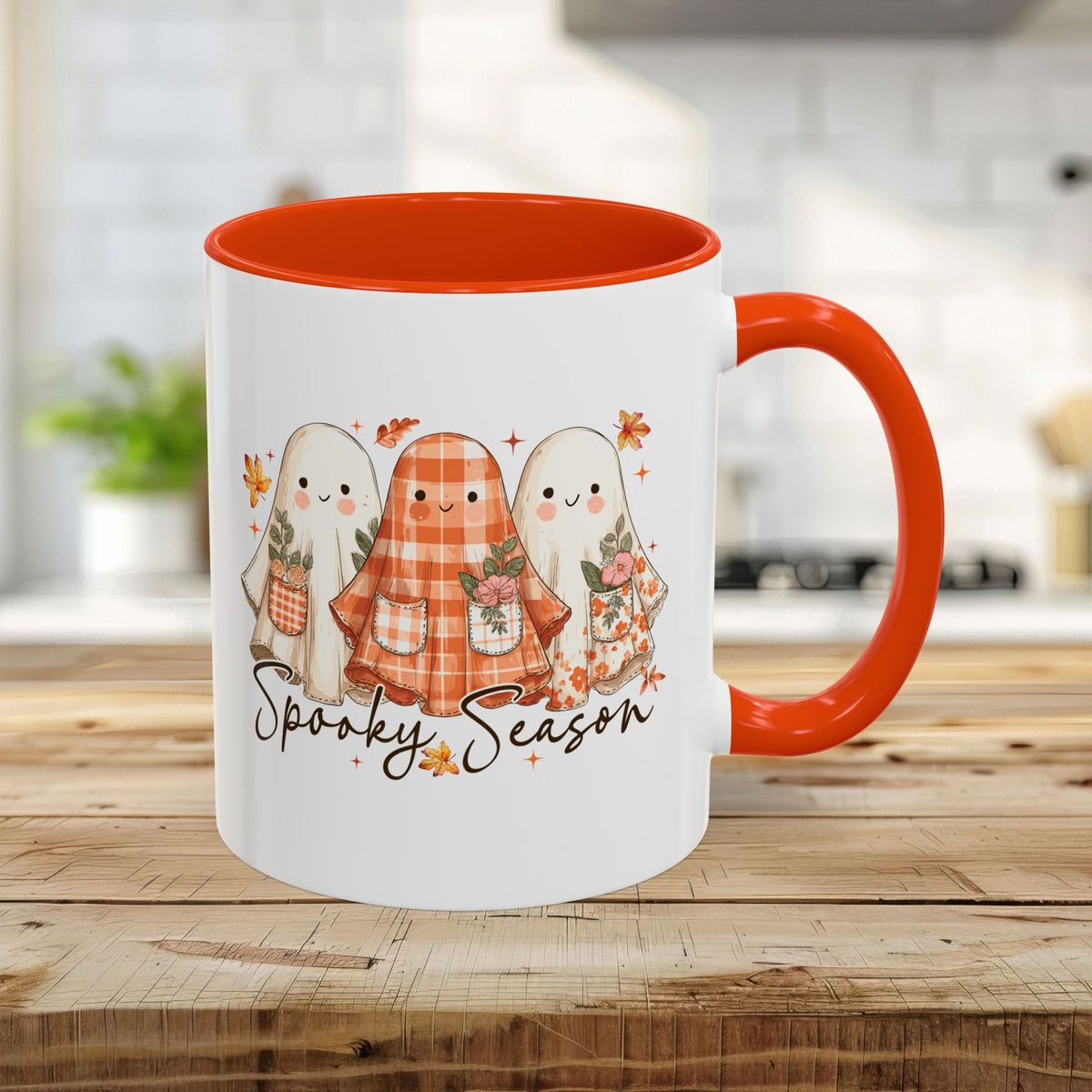 Plaid and Floral Halloween Ghosts Mug (11/15oz)