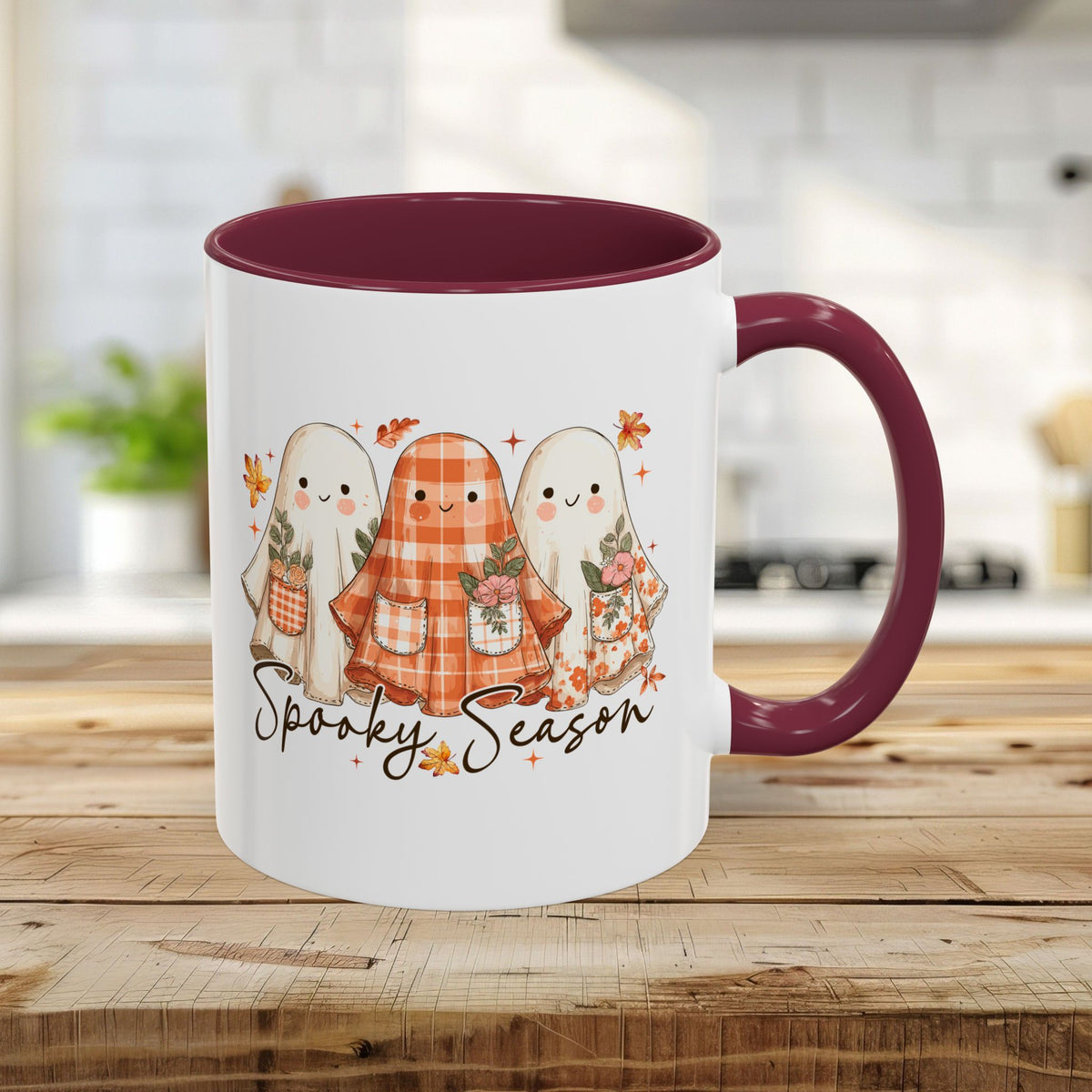 Plaid and Floral Halloween Ghosts Mug (11/15oz)