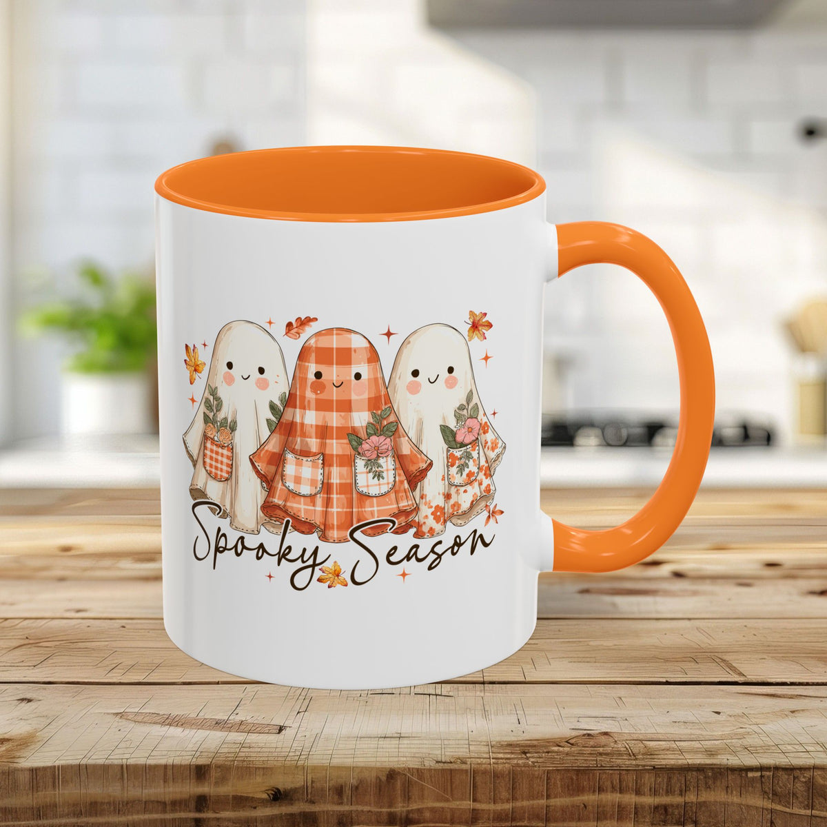 Plaid and Floral Halloween Ghosts Mug (11/15oz)