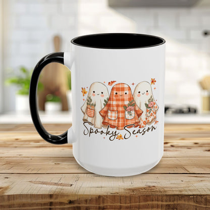 Plaid and Floral Halloween Ghosts Mug (11/15oz)