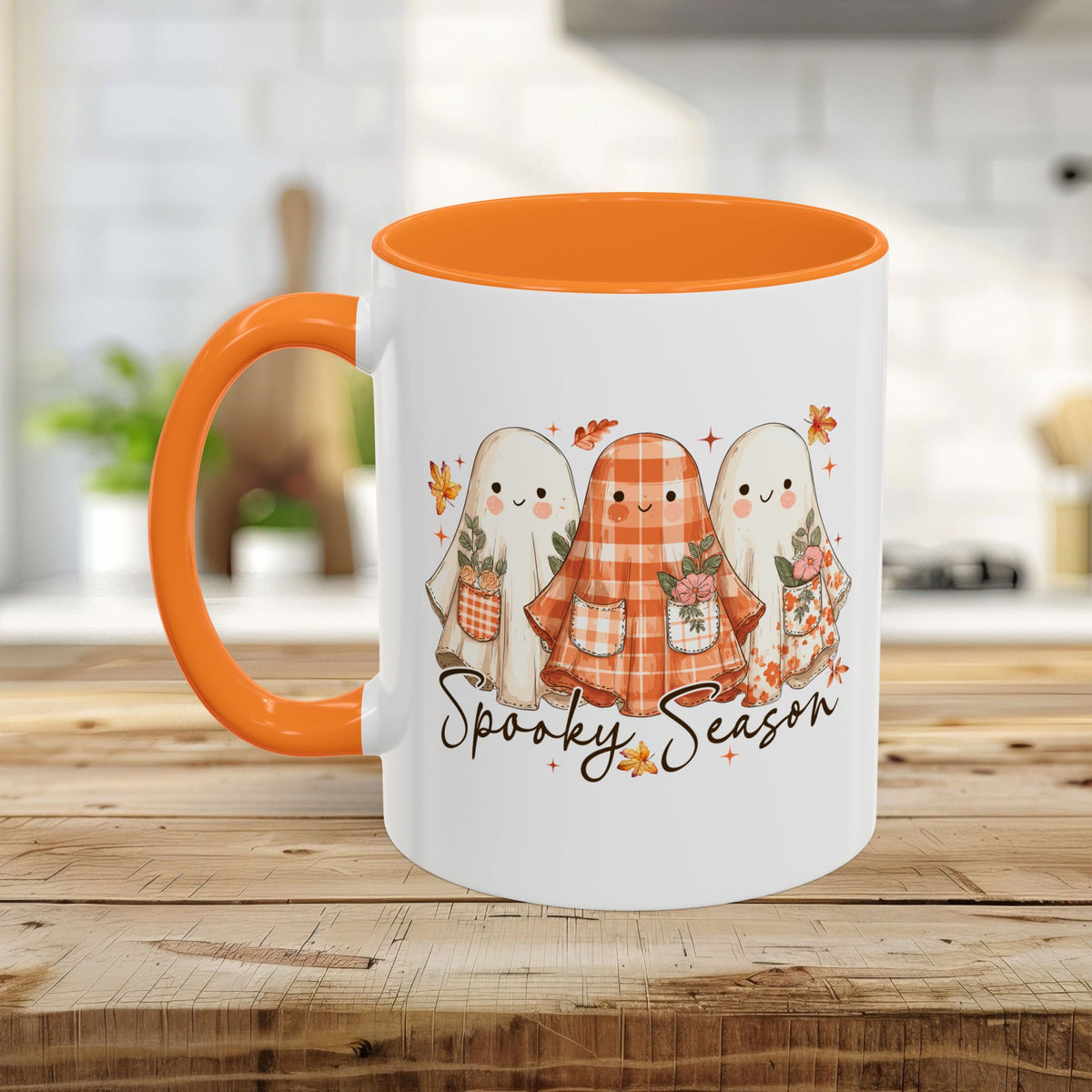 Plaid and Floral Halloween Ghosts Mug (11/15oz)