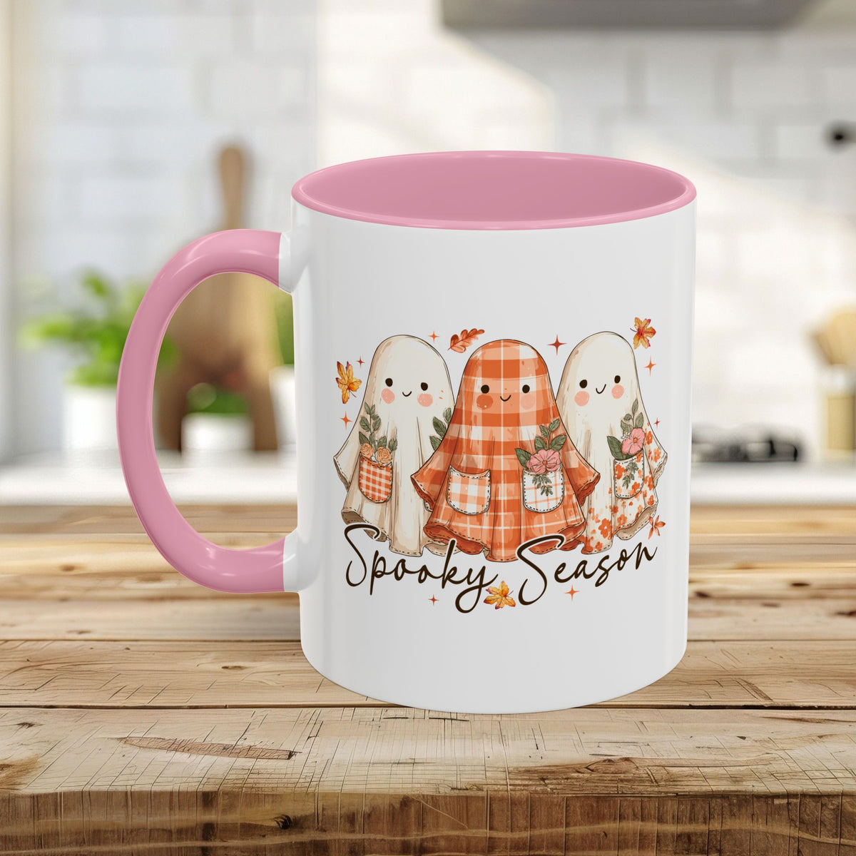 Plaid and Floral Halloween Ghosts Mug (11/15oz)