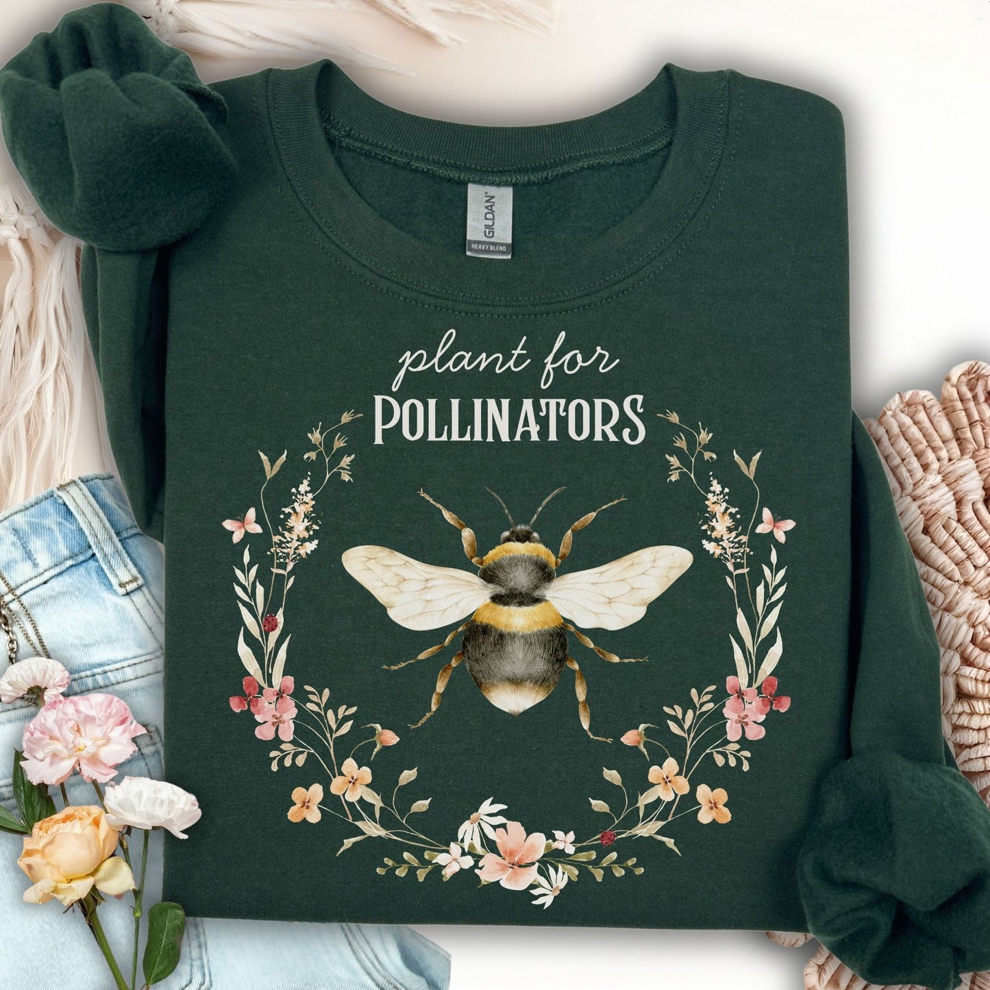 Plant for Pollinators Honey Bee Sweatshirt