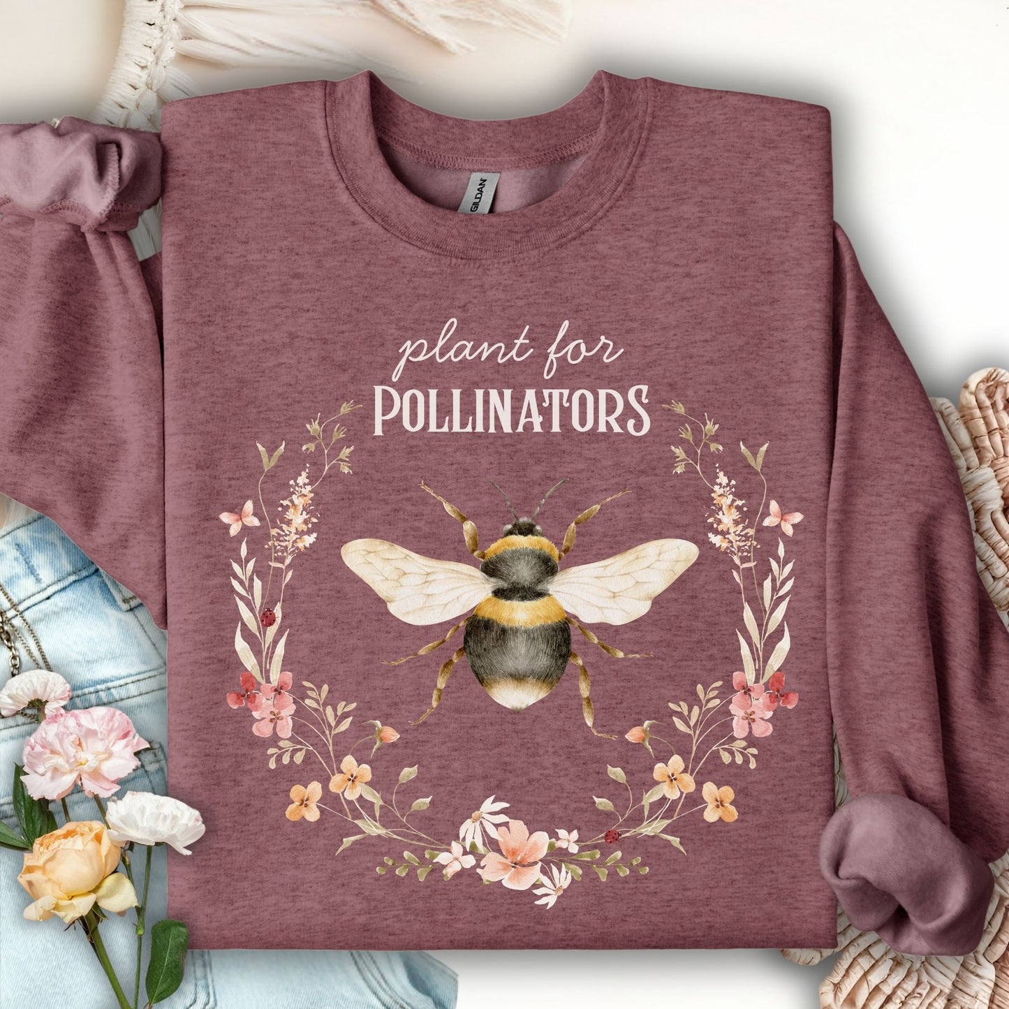 Plant for Pollinators Honey Bee Sweatshirt