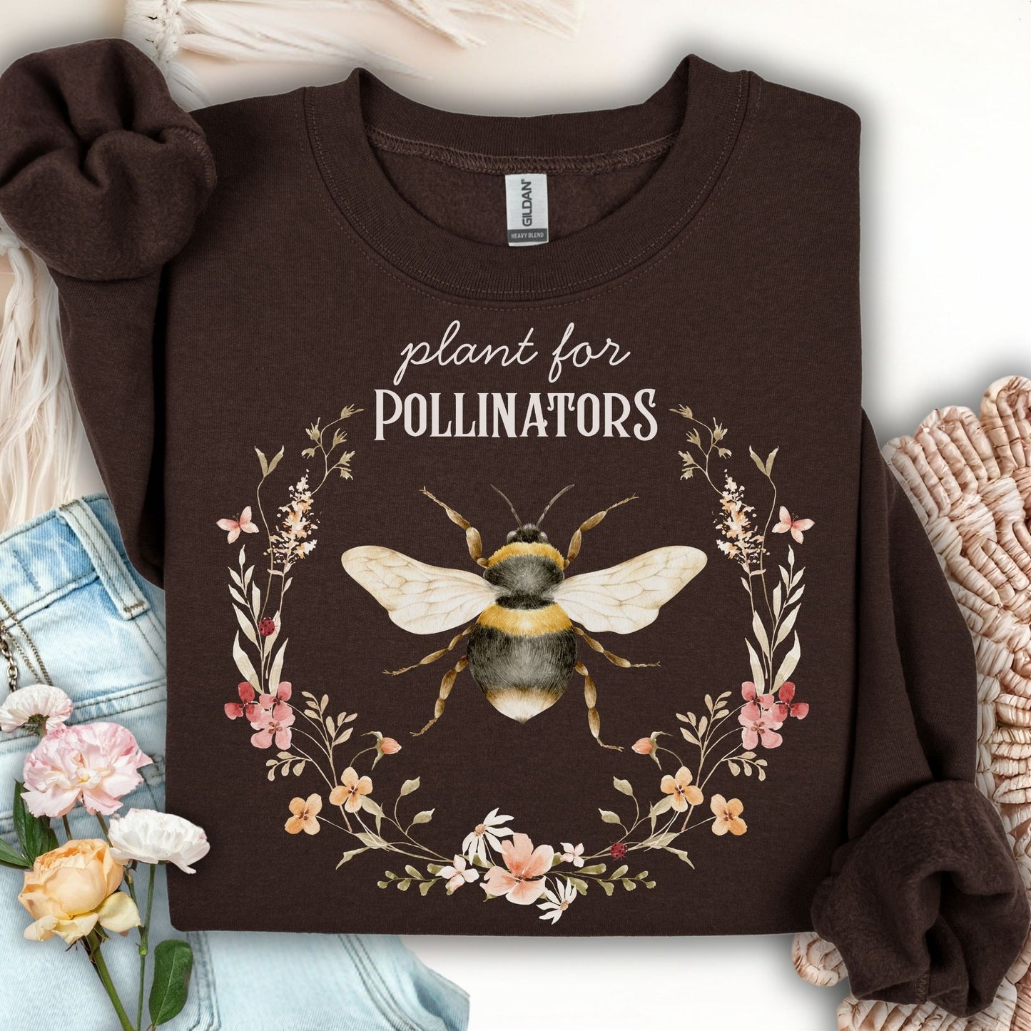Plant for Pollinators Honey Bee Sweatshirt