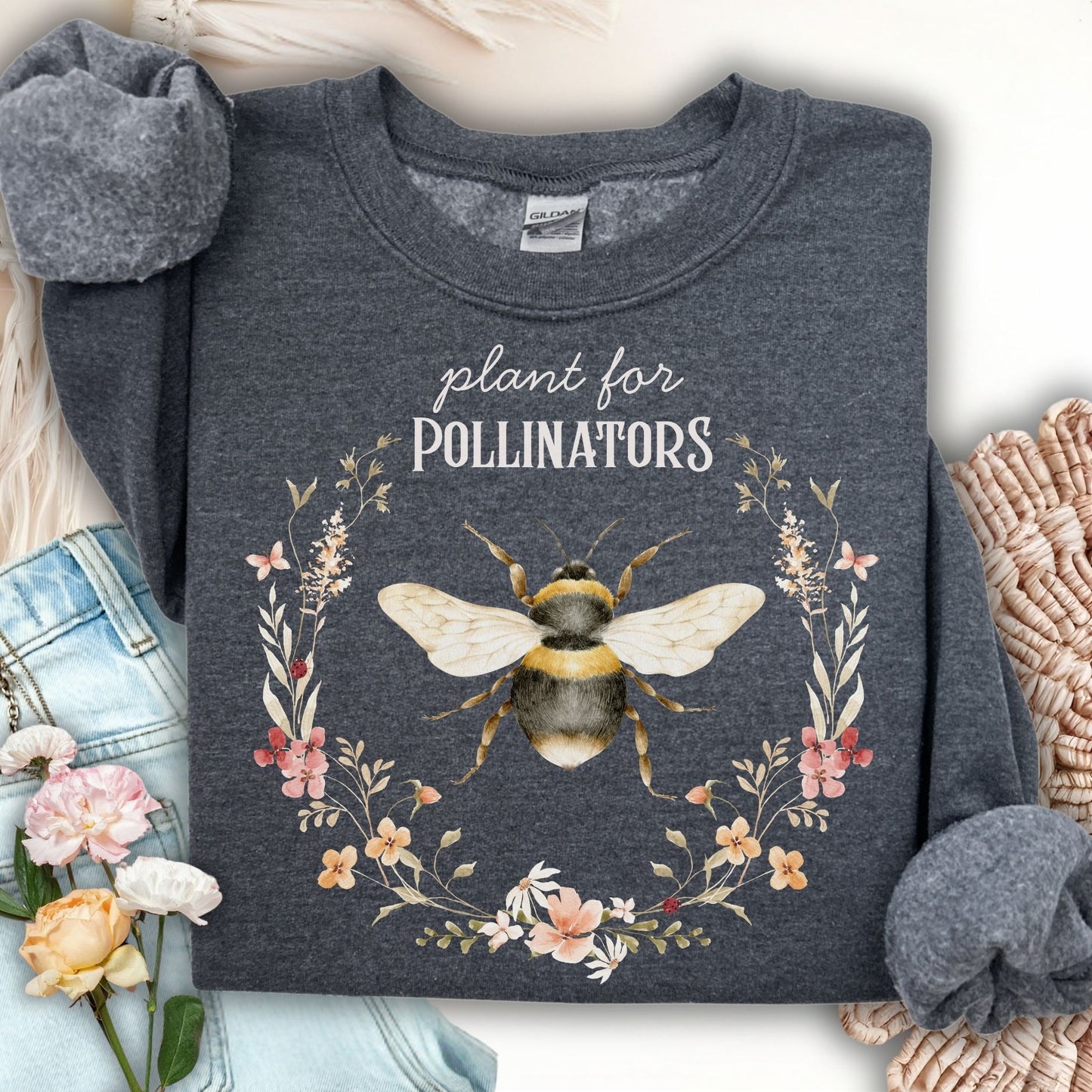 Plant for Pollinators Honey Bee Sweatshirt