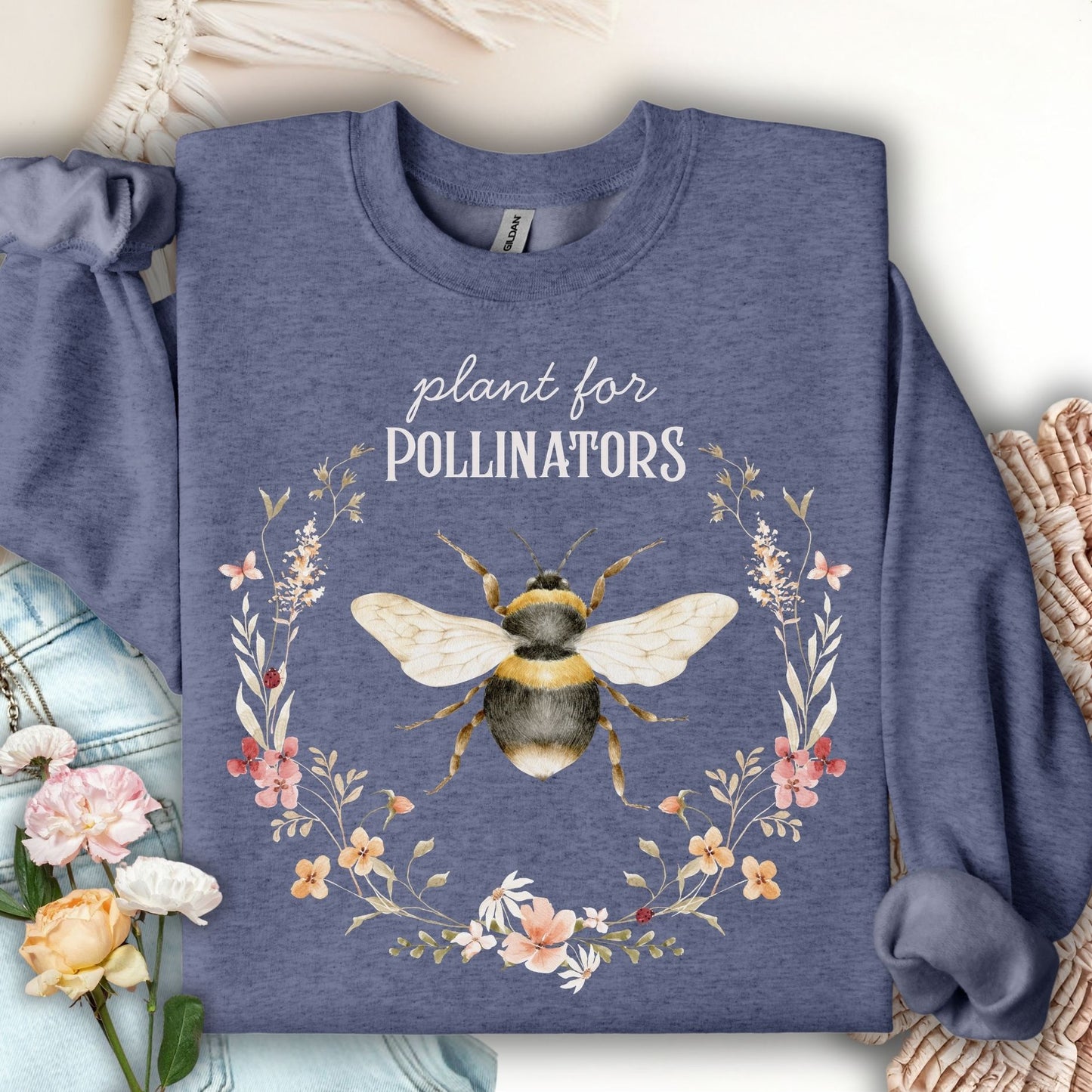 Plant for Pollinators Honey Bee Sweatshirt