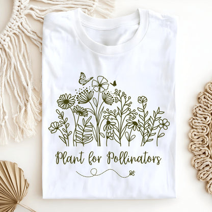 Wild Petal Threads T-Shirt White / S Plant for Pollinators with Wildflowers T-Shirt