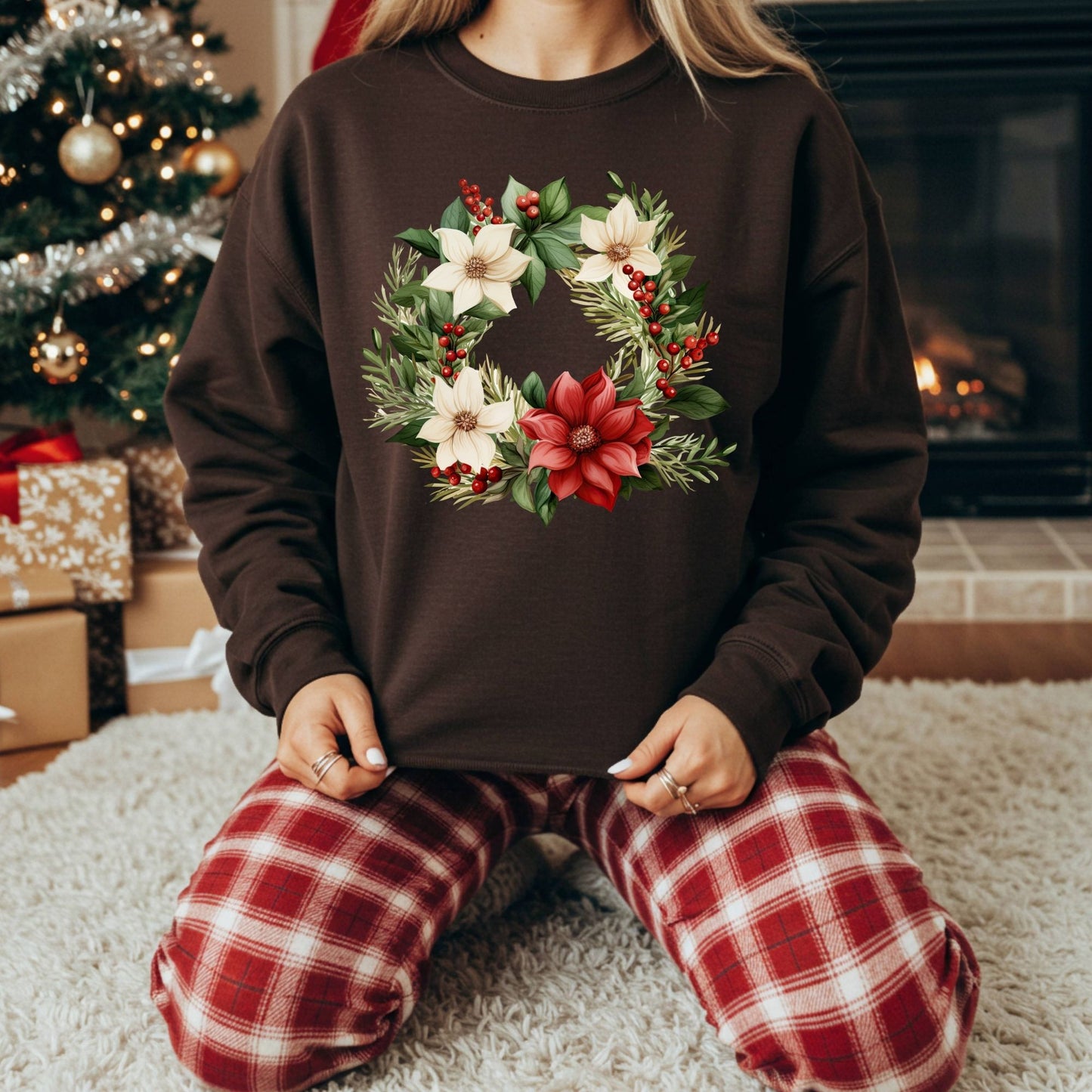 Poinsettia Wreath Sweatshirt