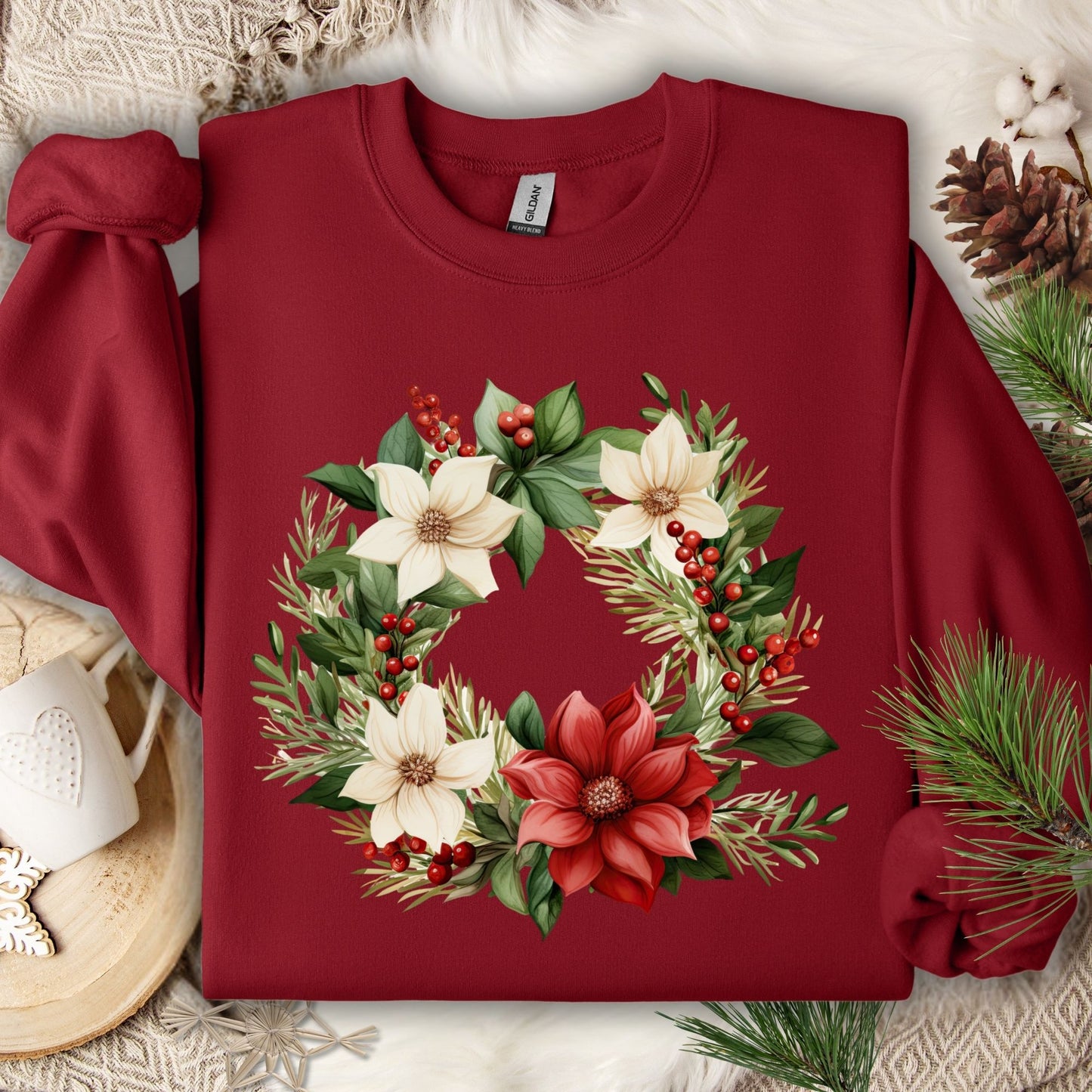 Poinsettia Wreath Sweatshirt