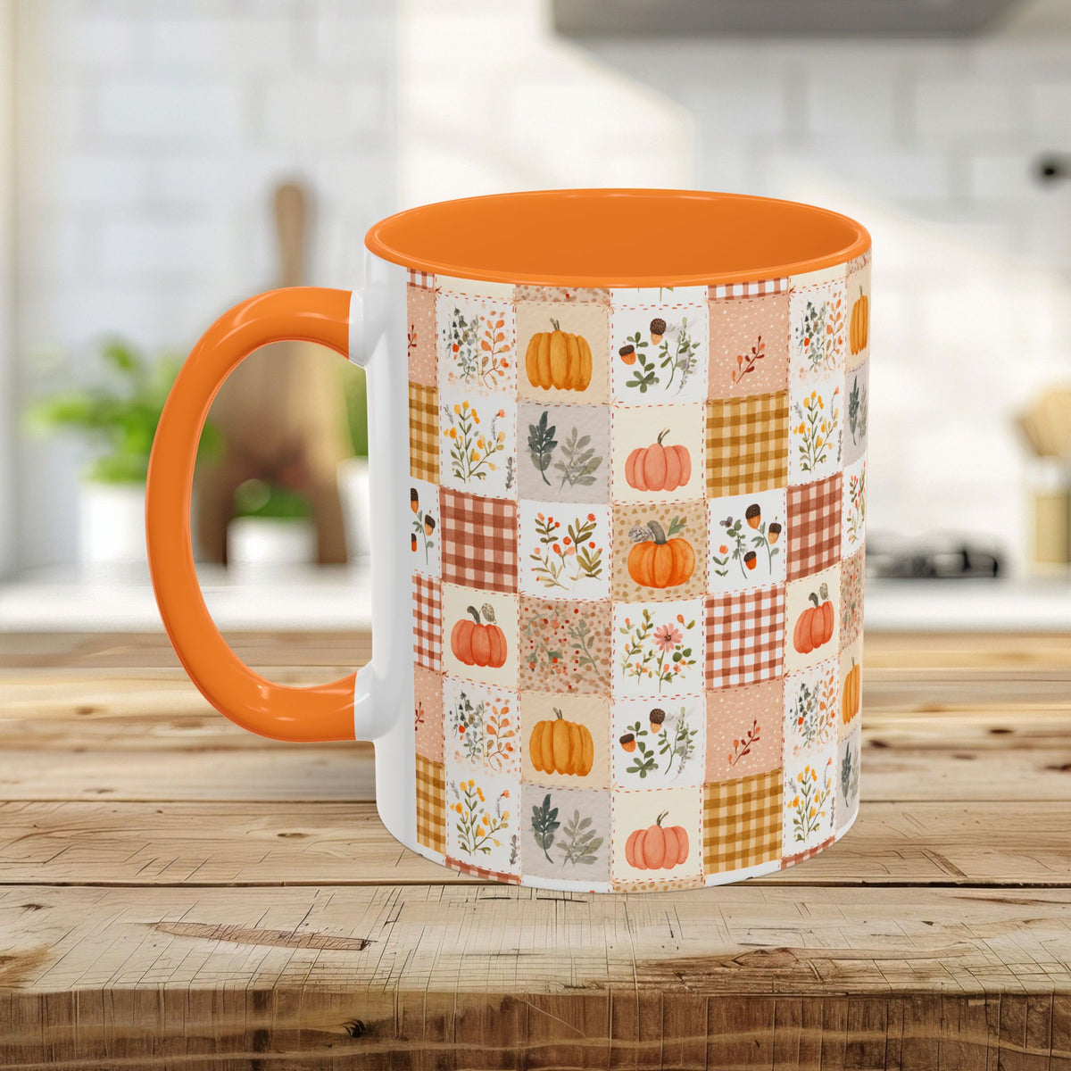 Pumpkin Floral Gingham Fall Mug (11/15oz)