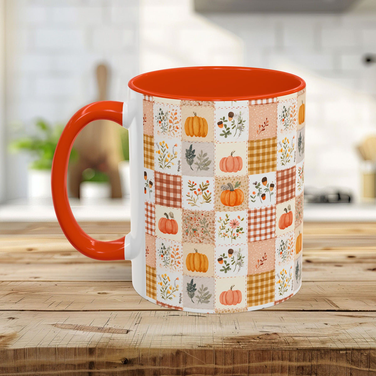 Pumpkin Floral Gingham Fall Mug (11/15oz)