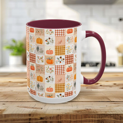 Pumpkin Floral Gingham Fall Mug (11/15oz)