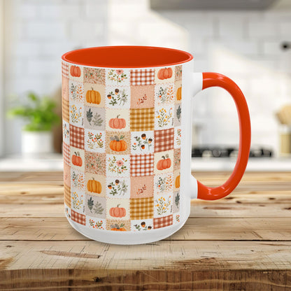 Pumpkin Floral Gingham Fall Mug (11/15oz)