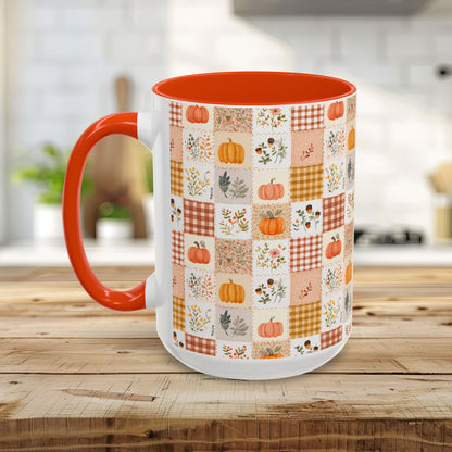Pumpkin Floral Gingham Fall Mug (11/15oz)