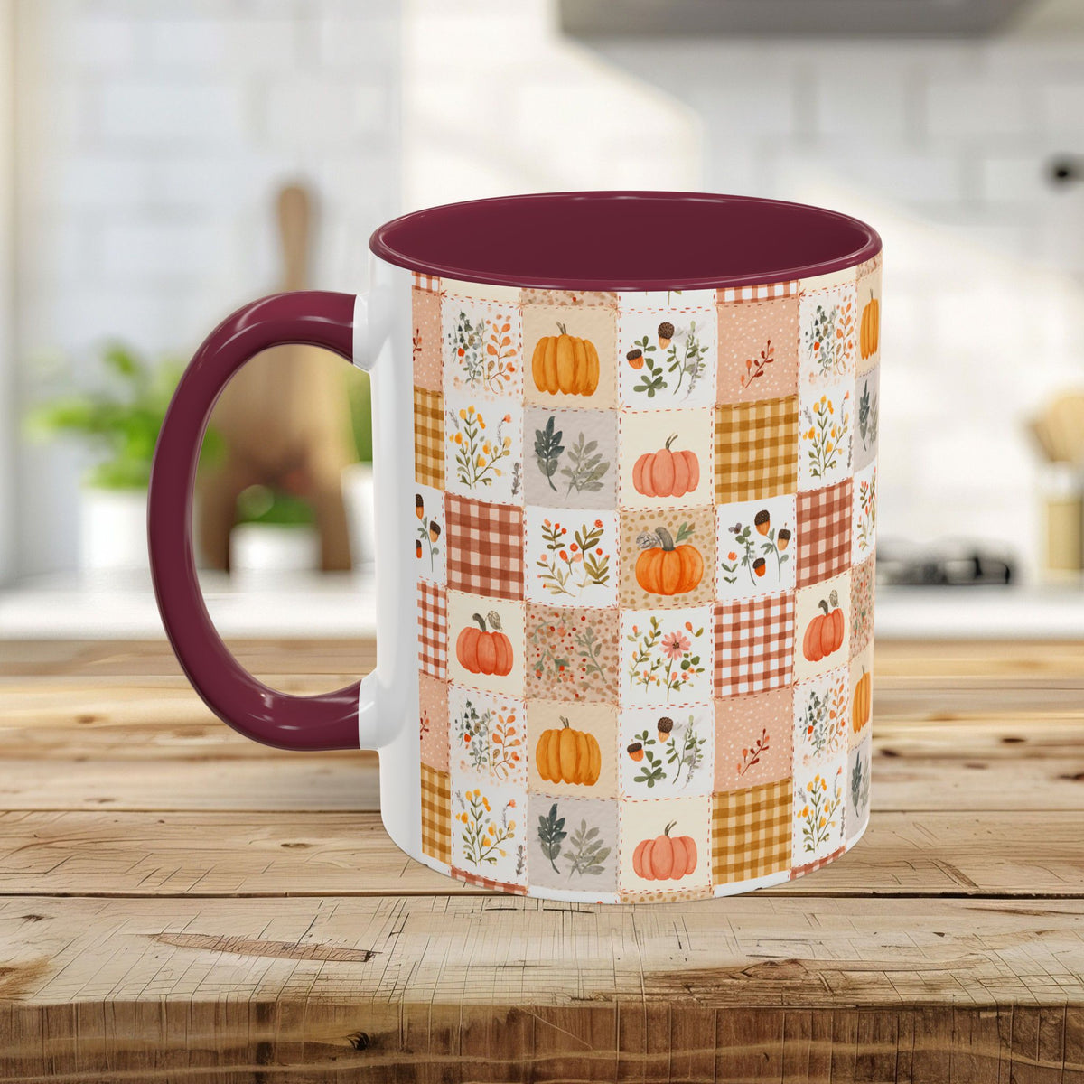 Pumpkin Floral Gingham Fall Mug (11/15oz)