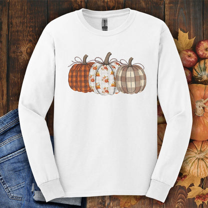 Quilted Plaid Pumpkins Long Sleeve Tee