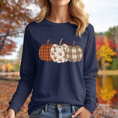 Quilted Pumpkin Long Sleeve Tee