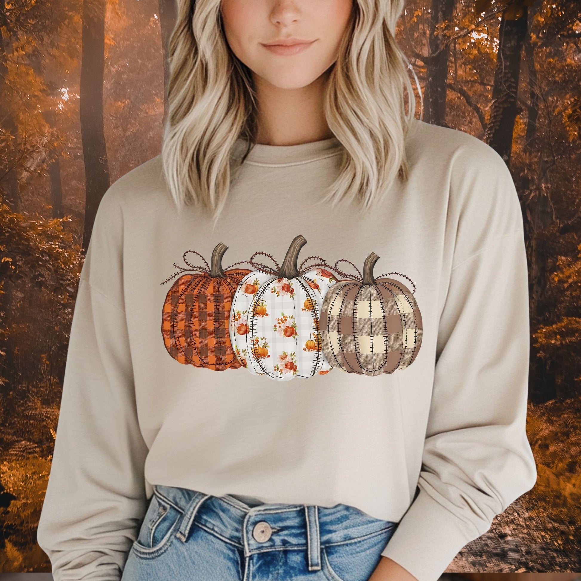 Quilted Pumpkin Long Sleeve Tee