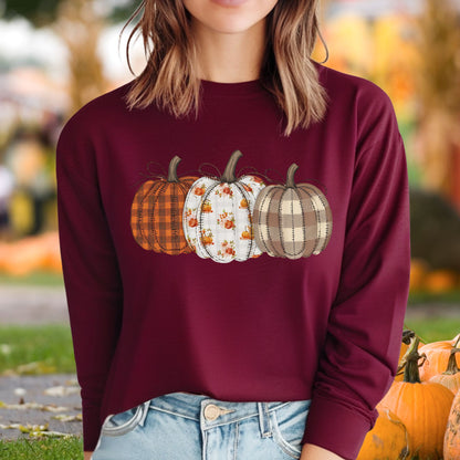 Quilted Pumpkin Long Sleeve Tee