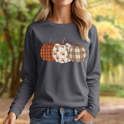 Quilted Pumpkin Long Sleeve Tee