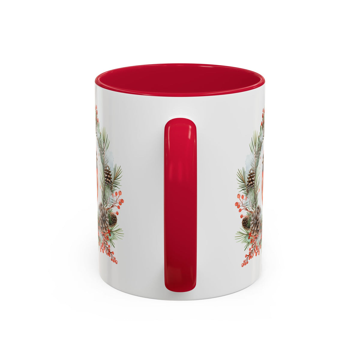 Red Bullfinch in Evergreen Wreath Mug (11/15oz)