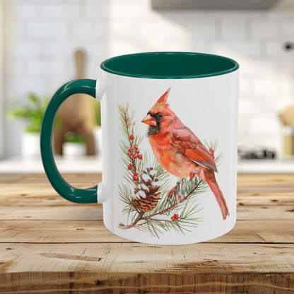 Red Cardinal on Snowy Evergreen Mug (11/15oz)